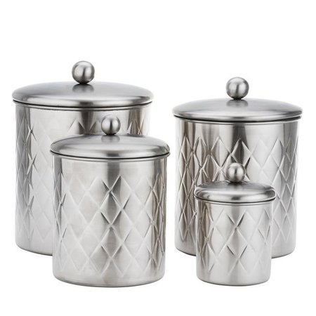 OLD DUTCH INTERNATIONAL Old Dutch International 1863SN 1.75-4.75 qt. Embossed Diamond Canister Set; Brushed Nickel - 4 Piece 1863SN